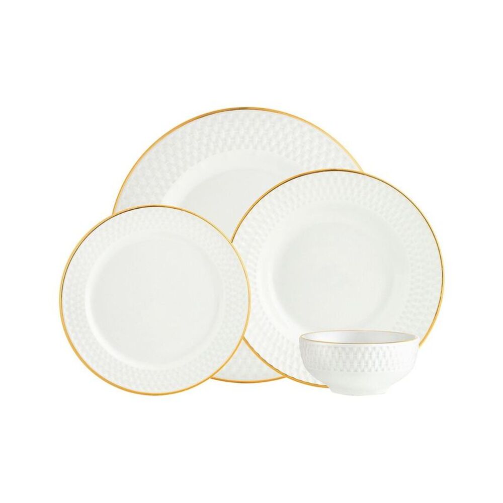 Godinger Avea Porcelain 16Pc Dinnerware Set, White
